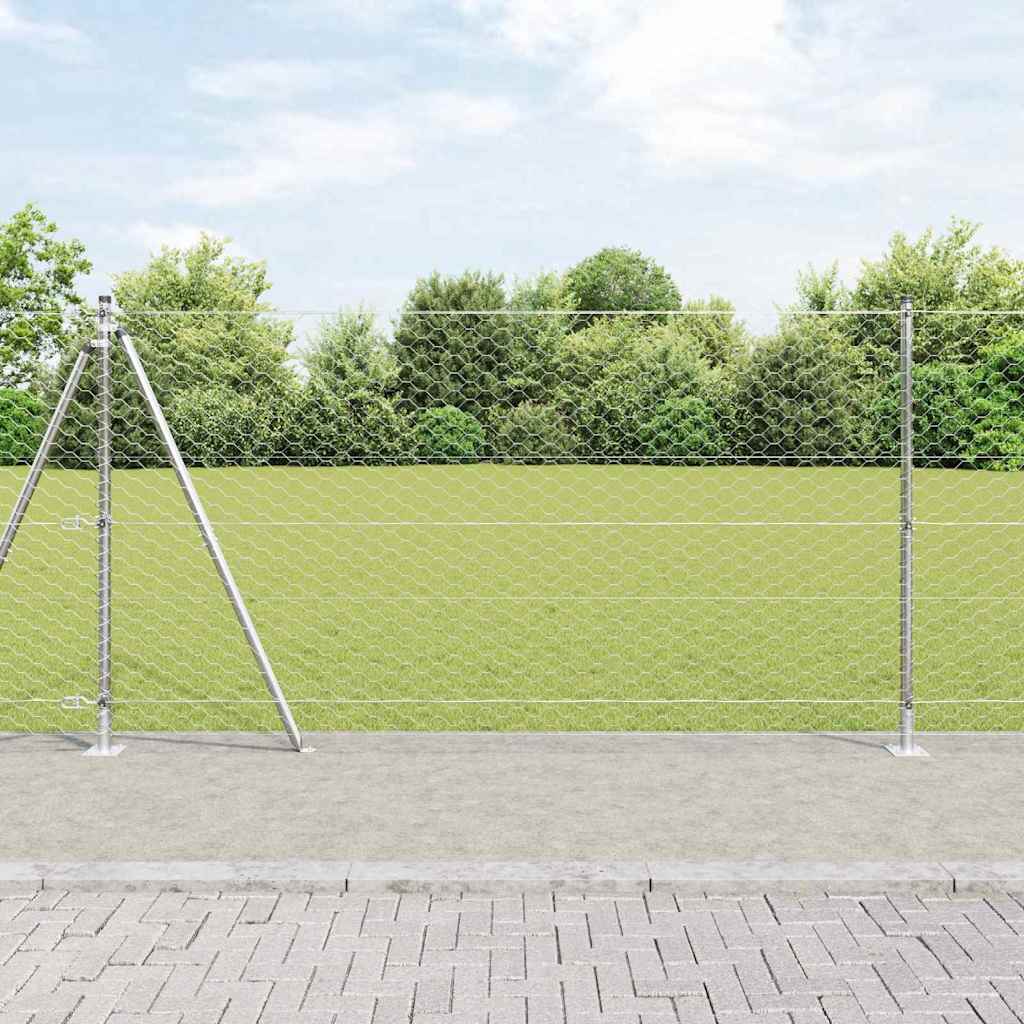 Hexagonal Fence with Concrete Base 25 x 1.2 m Galvanised Steel