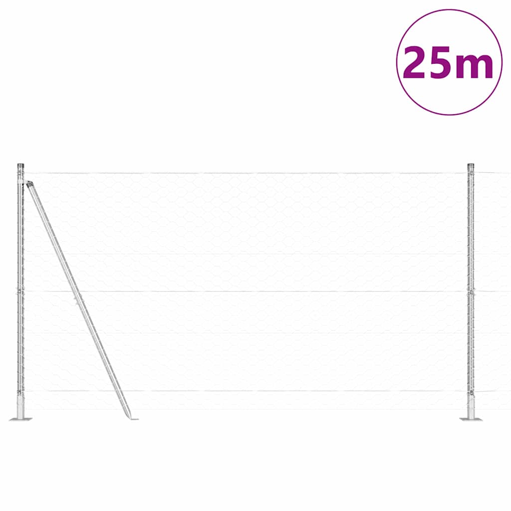 Hexagonal Fence with Concrete Base 25 x 1.2 m Galvanised Steel