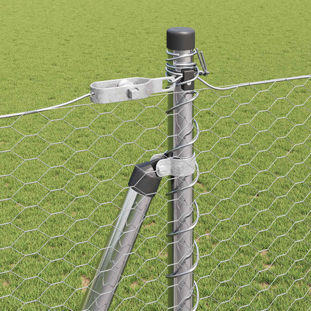 Hexagonal Fence with Concrete Base 25 x 1.4 m Galvanised Steel