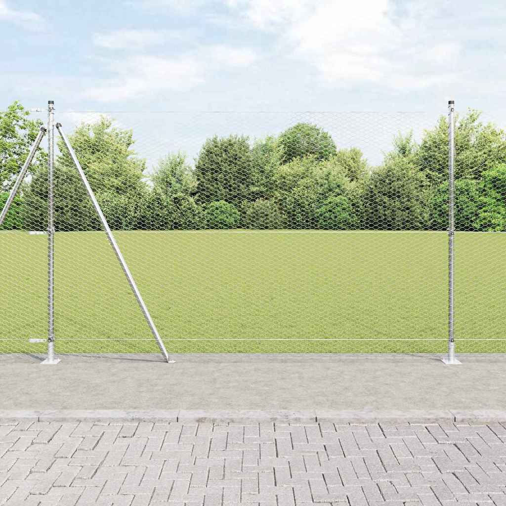 Hexagonal Fence with Concrete Base 25 x 1.4 m Galvanised Steel