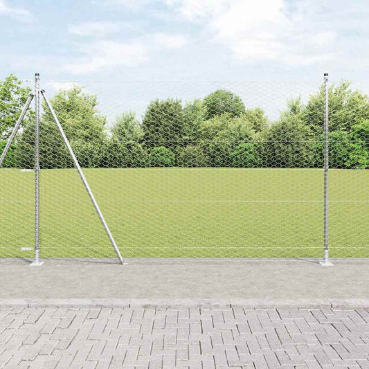 Hexagonal Fence with Concrete Base 25 x 1.4 m Galvanised Steel