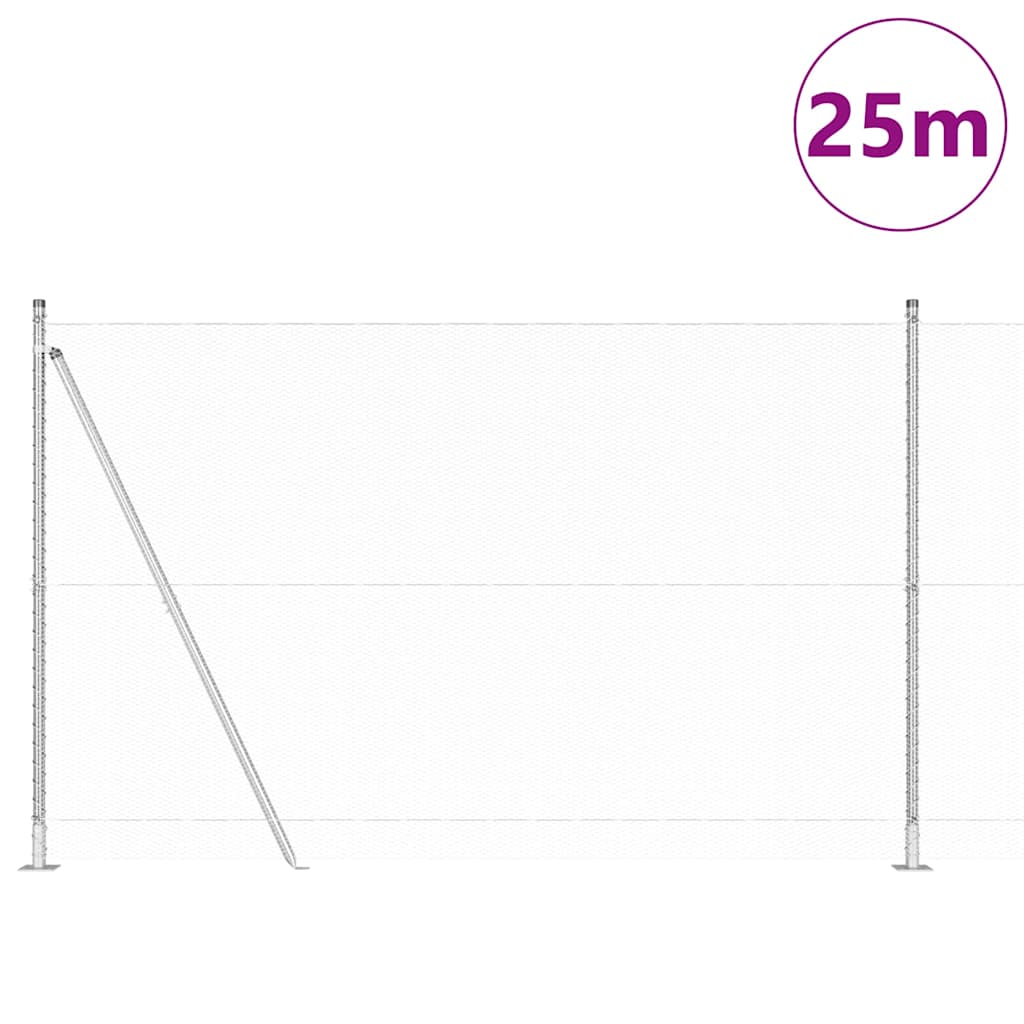 Hexagonal Fence with Concrete Base 25 x 1.5 m Galvanised Steel
