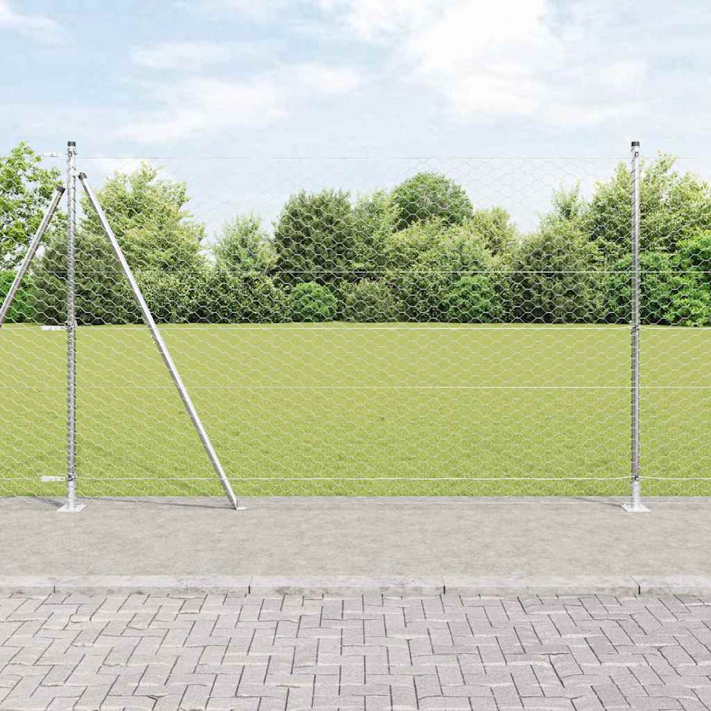 Hexagonal Fence with Concrete Base 25 x 1.6 m Galvanised Steel