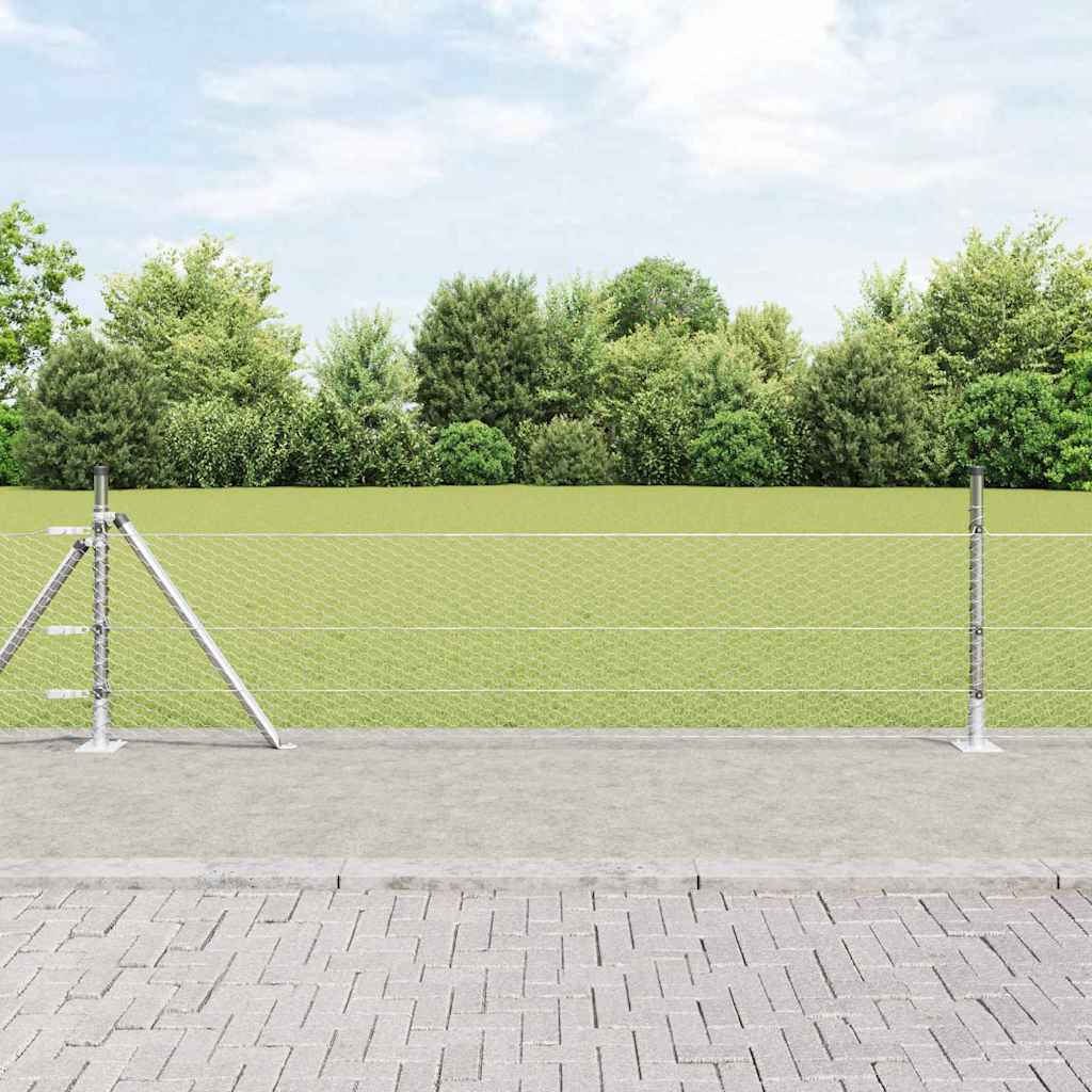 Hexagonal Fence with Concrete Base 50 x 0.5 m Galvanised Steel