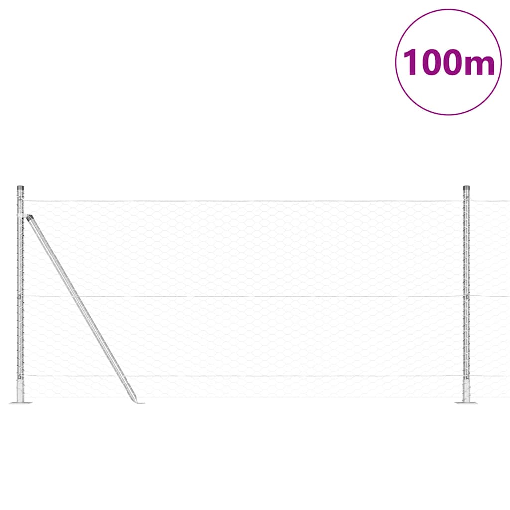 Hexagonal Fence with Concrete Base 100 x 0.8 m Galvanised Steel