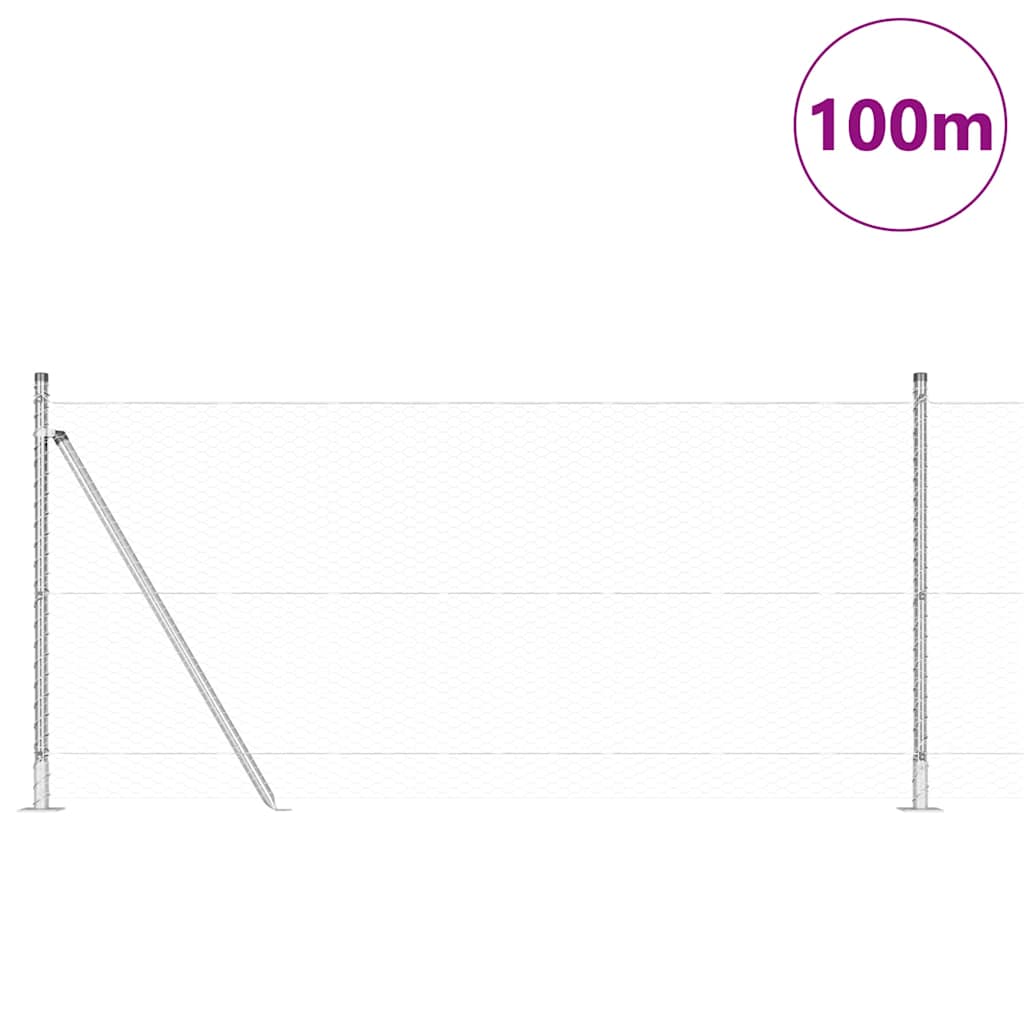 Hexagonal Fence with Concrete Base 100 x 1 m Galvanised Steel