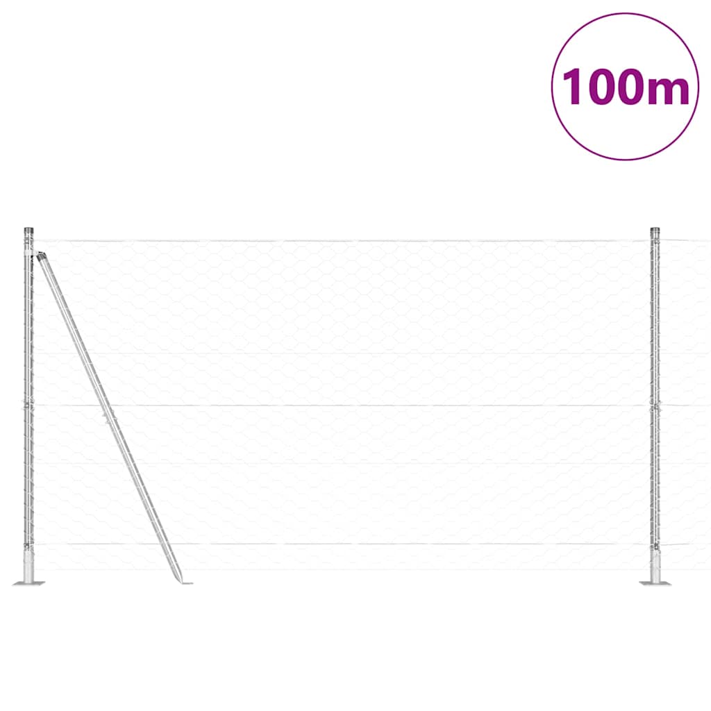 Hexagonal Fence with Concrete Base 100 x 1.4 m Galvanised Steel