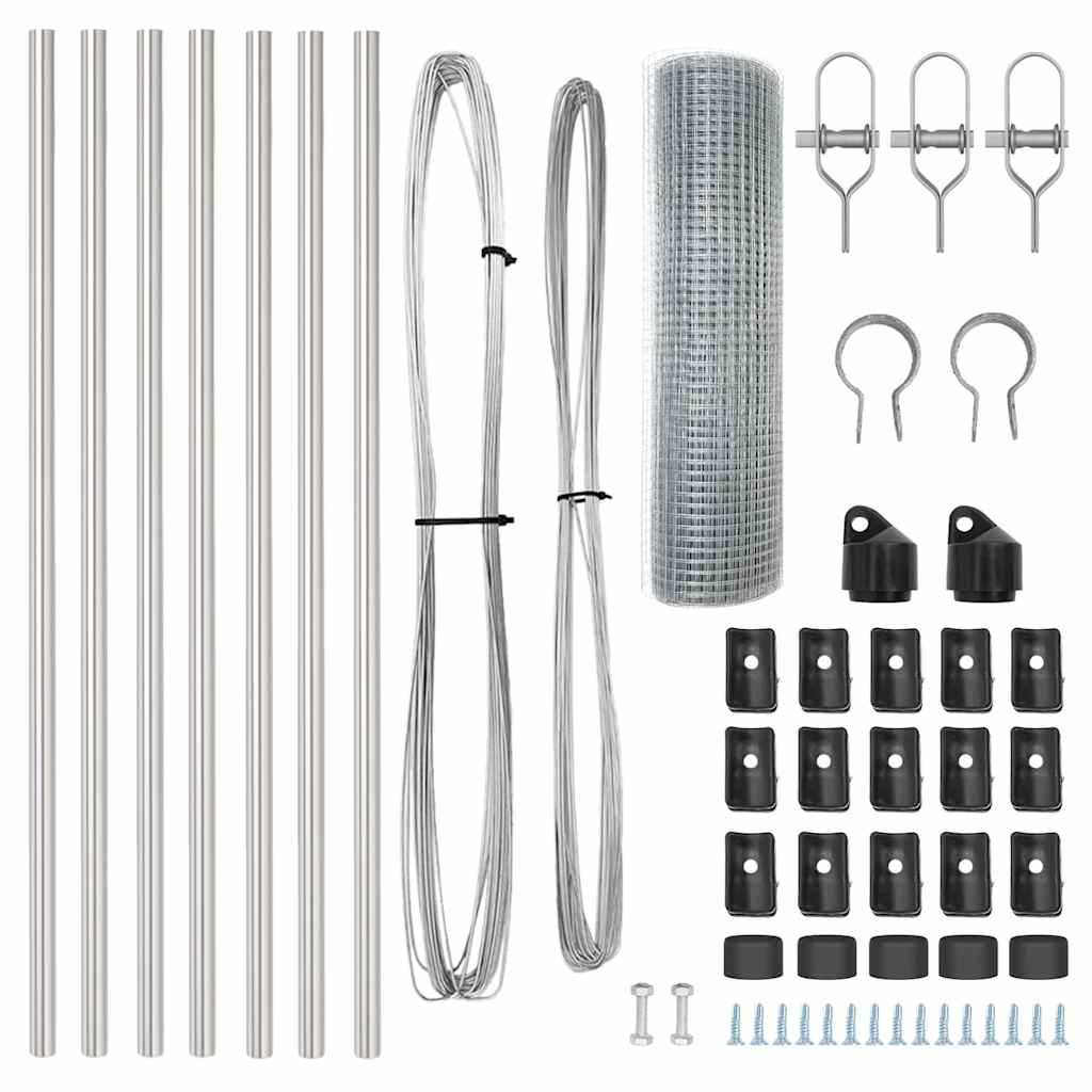 Welded Wire Fence Ground Fix 10 x 0.4 m Galvanised Steel Silver