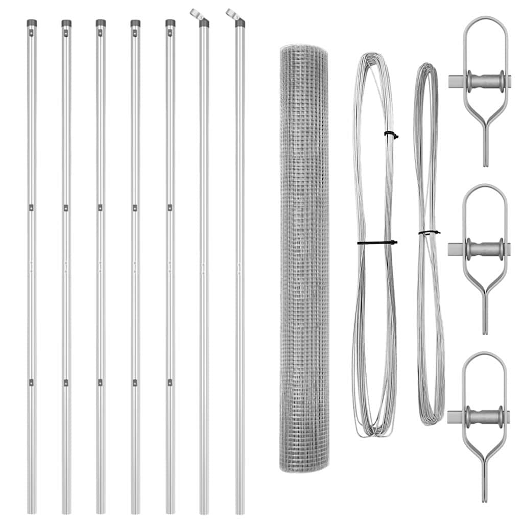Welded Wire Fence Ground Fix 10 x 1.2 m Galvanised Steel Silver