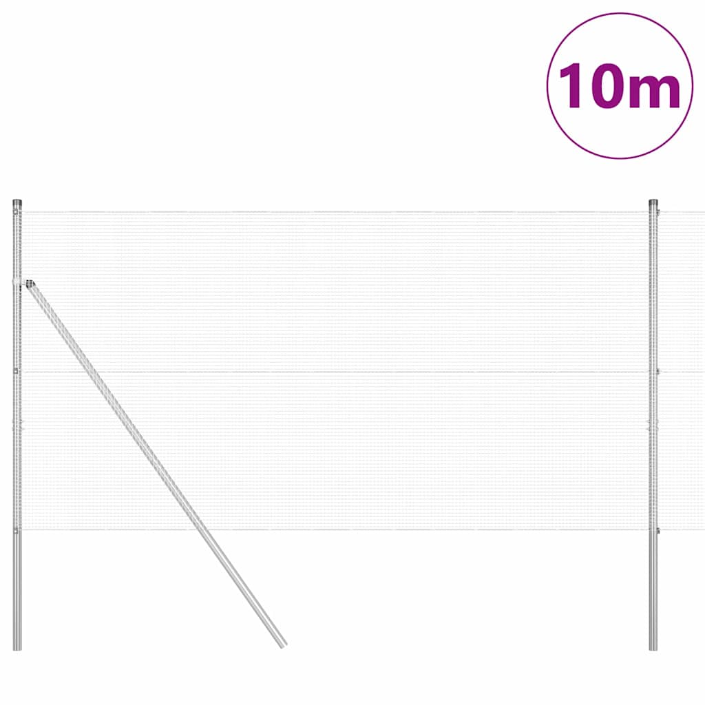 Welded Wire Fence Ground Fix 10 x 1.4 m Galvanised Steel Silver