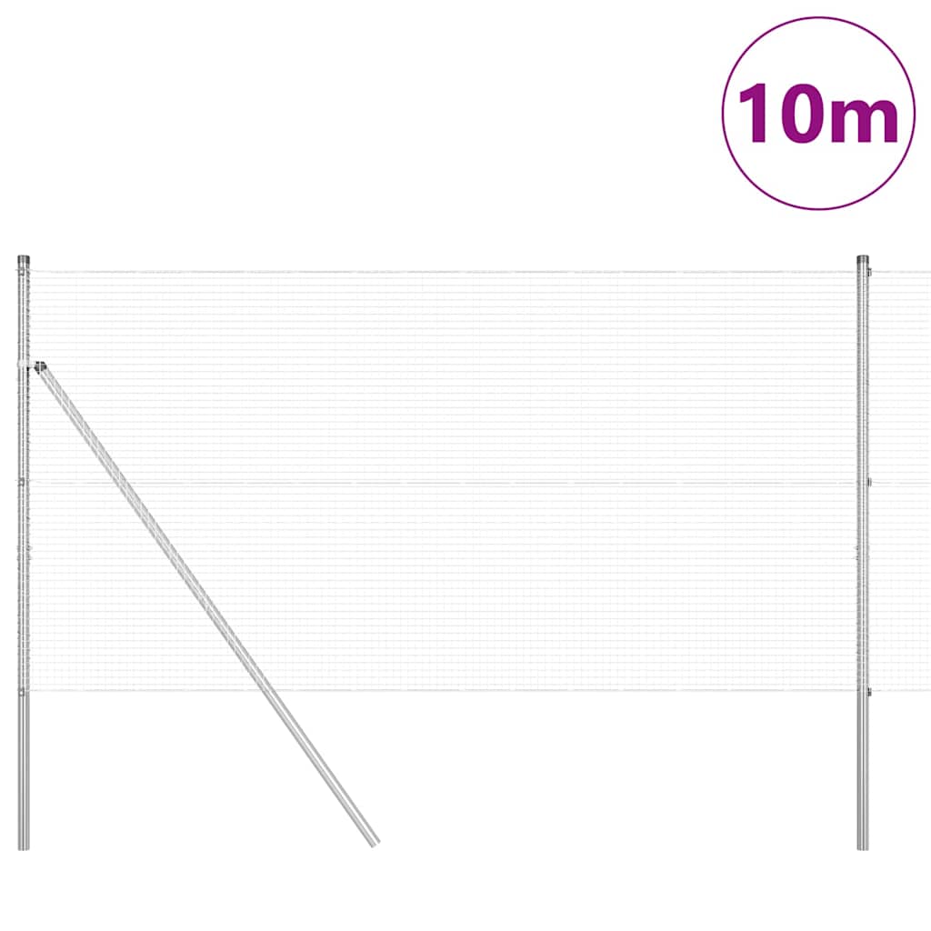 Welded Wire Fence Ground Fix 10 x 1.4 m Galvanised Steel Silver