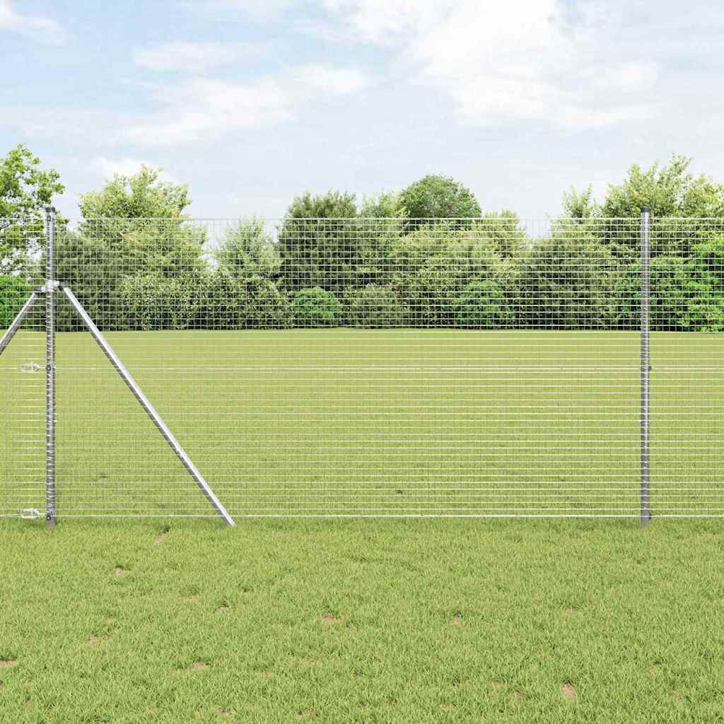 Welded Wire Fence Ground Fix 10 x 1.4 m Galvanised Steel Silver