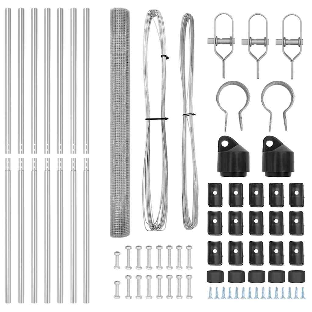Welded Wire Fence Ground Fix 10 x 1.5 m Galvanised Steel Silver