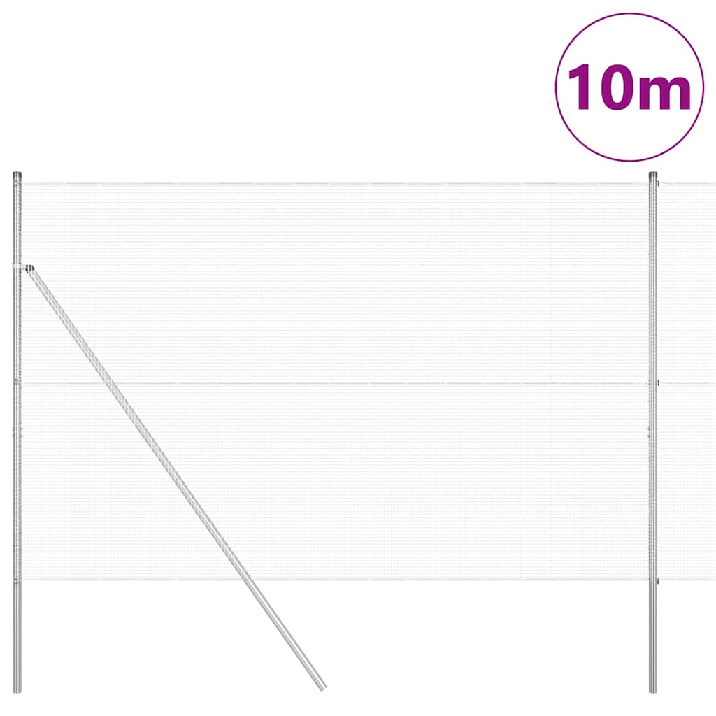 Welded Wire Fence Ground Fix 10 x 1.5 m Galvanised Steel Silver