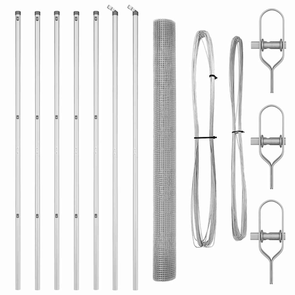 Welded Wire Fence Ground Fix 10 x 1.6 m Galvanised Steel Silver