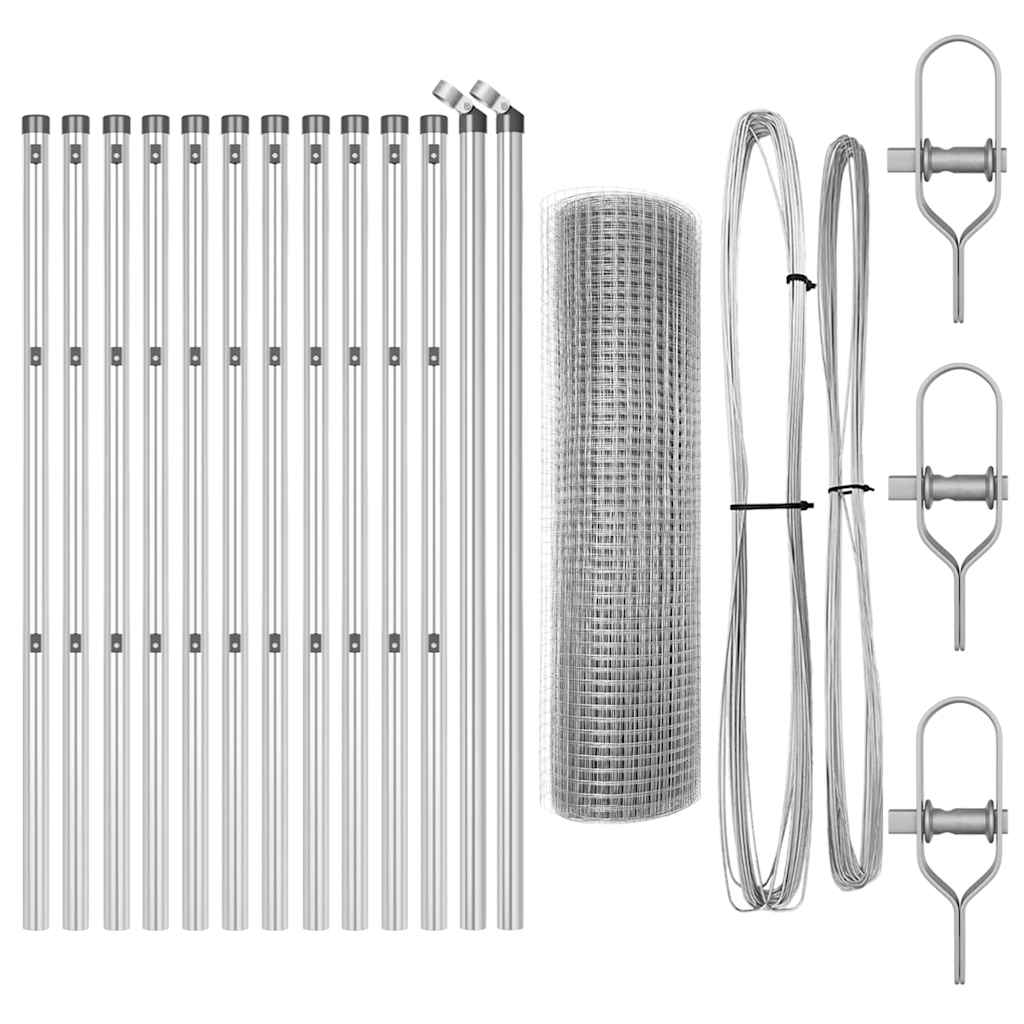 Welded Wire Fence Ground Fix 25 x 0.5 m Galvanised Steel Silver