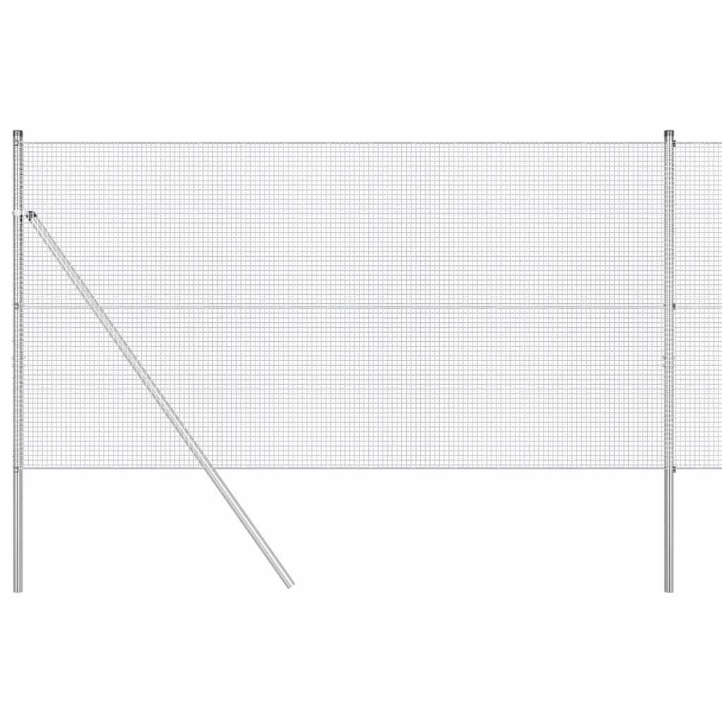 Welded Wire Fence Ground Fix 25 x 1 m Galvanised Steel Silver