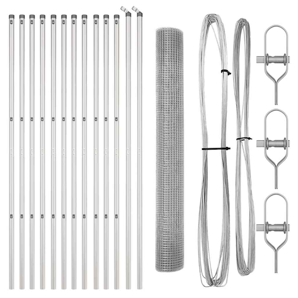 Welded Wire Fence Ground Fix 25 x 1.2 m Galvanised Steel Silver