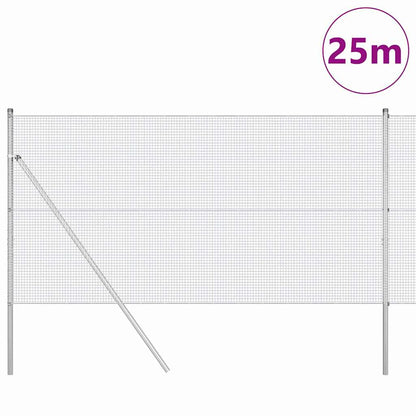 Welded Wire Fence Ground Fix 25 x 1.4 m Galvanised Steel Silver