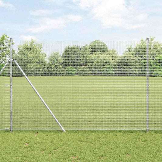 Welded Wire Fence Ground Fix 25 x 1.6 m Galvanised Steel Silver