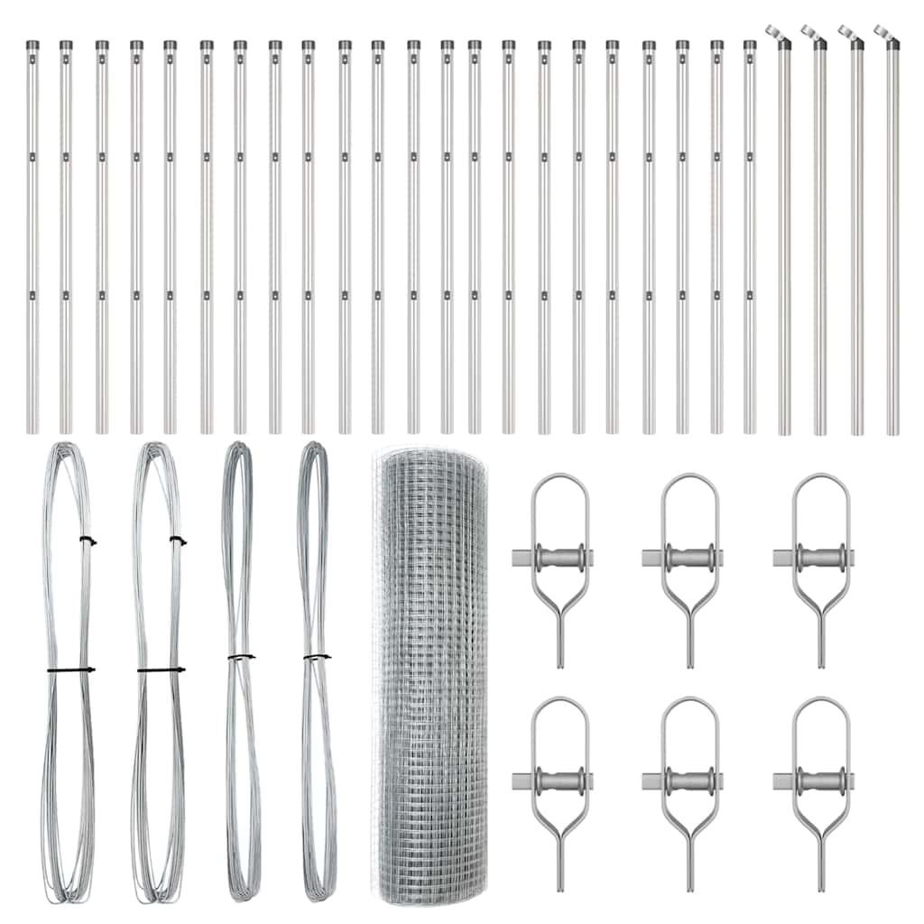 Welded Wire Fence Ground Fix 50 x 0.4 m Galvanised Steel Silver