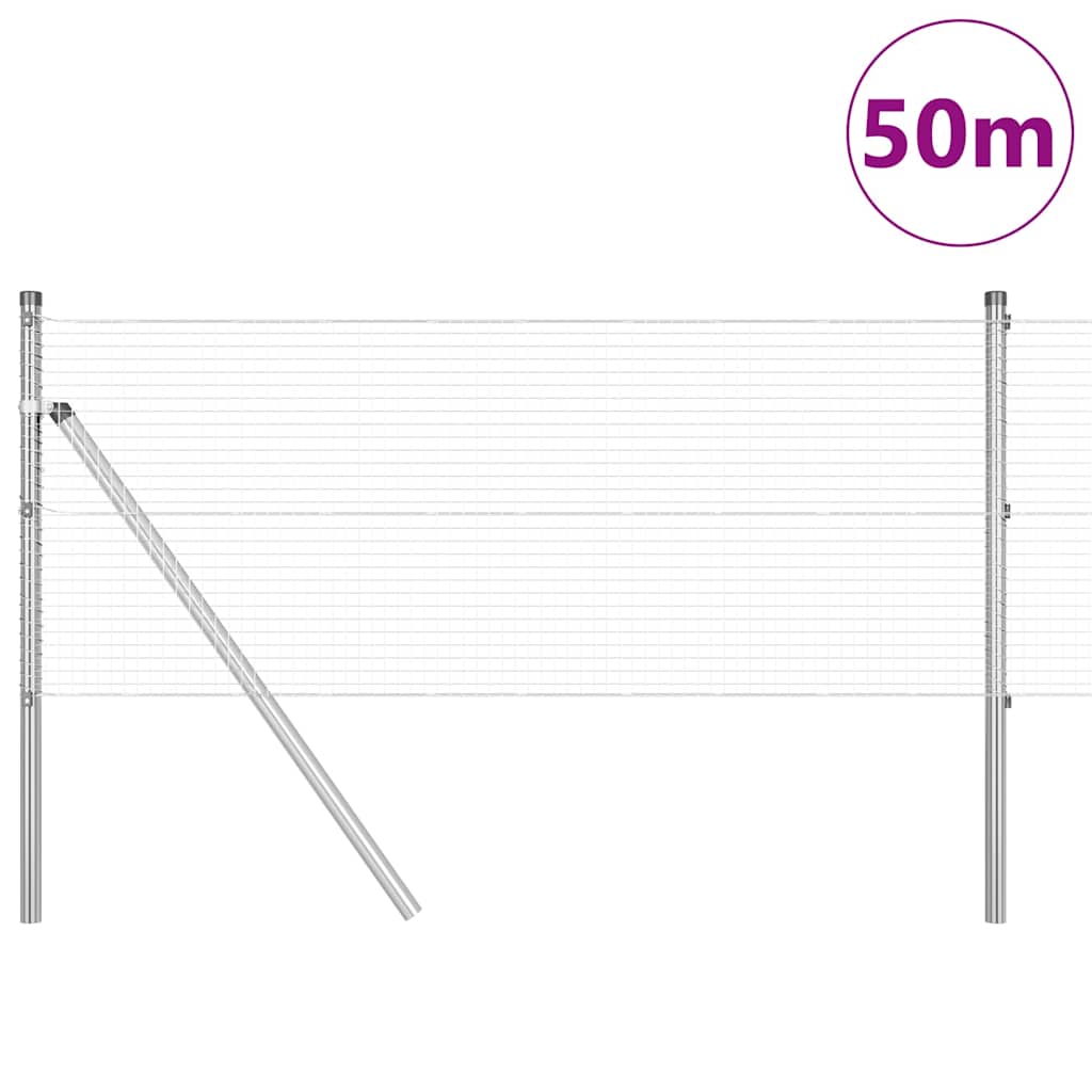 Welded Wire Fence Ground Fix 50 x 0.4 m Galvanised Steel Silver