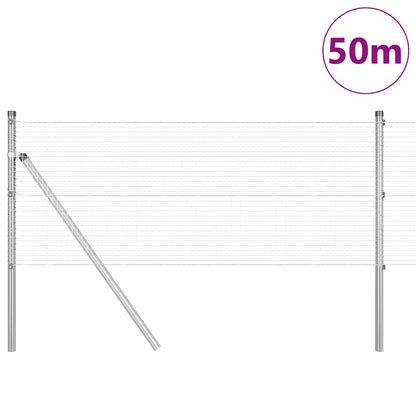 Welded Wire Fence Ground Fix 50 x 0.5 m Galvanised Steel Silver