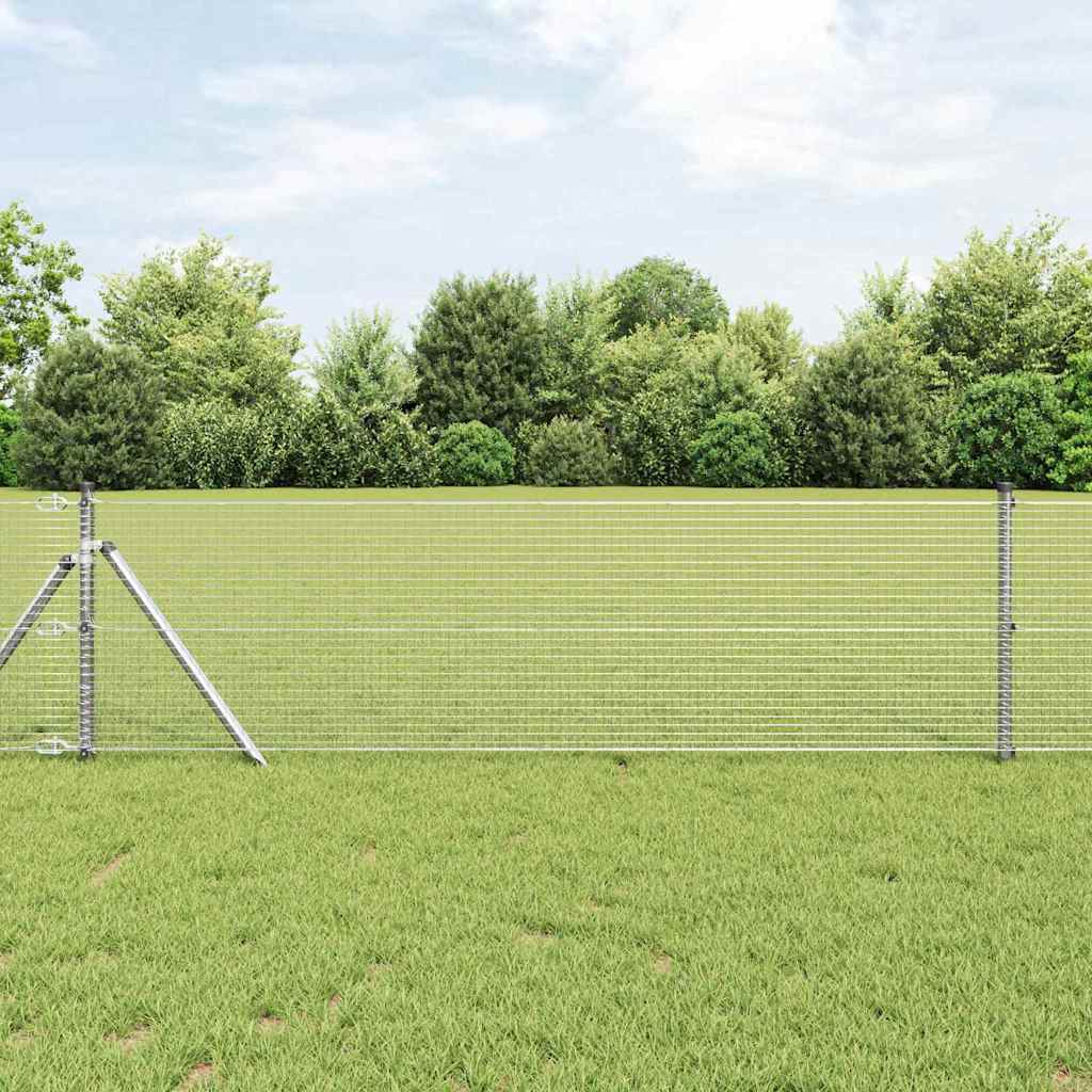 Welded Wire Fence Ground Fix 50 x 0.6 m Galvanised Steel Silver