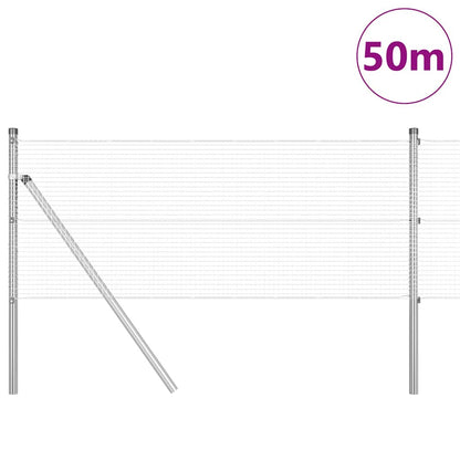 Welded Wire Fence Ground Fix 50 x 0.8 m Galvanised Steel Silver