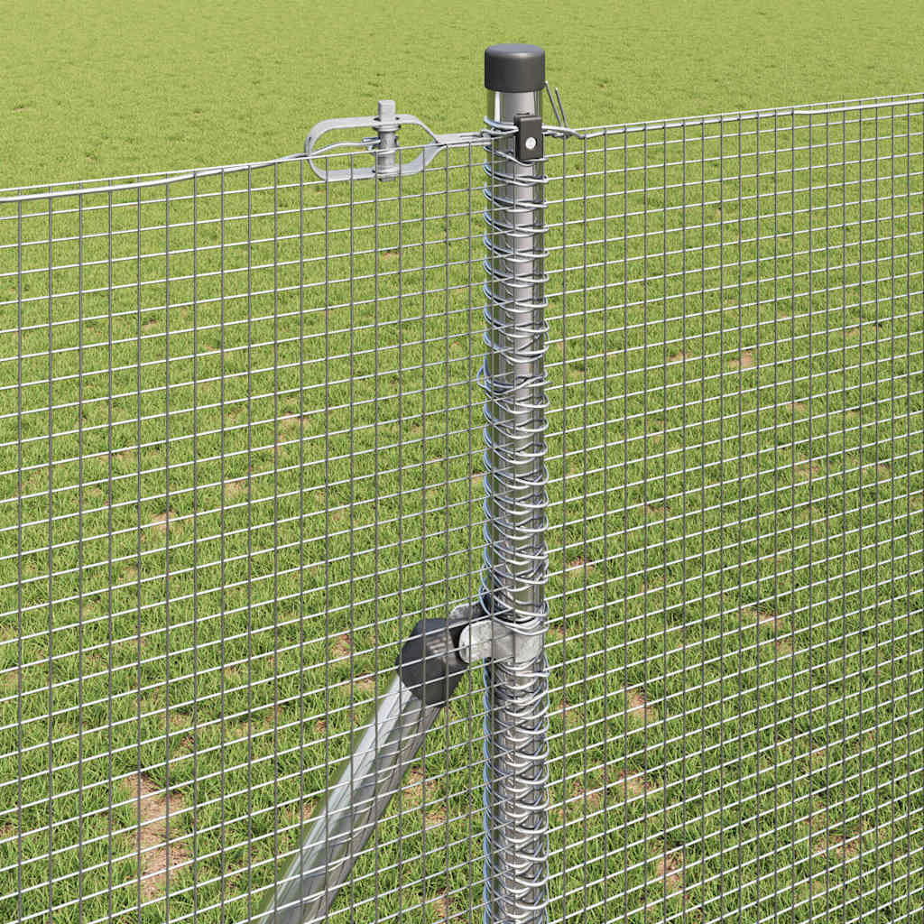 Welded Wire Fence Ground Fix 50 x 1 m Galvanised Steel Silver