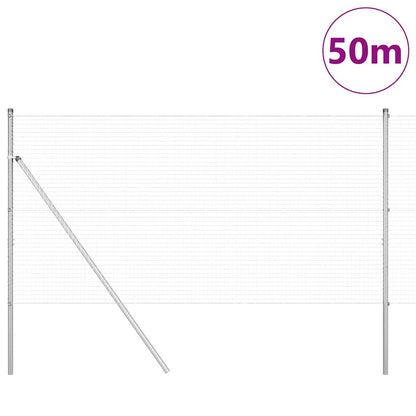Welded Wire Fence Ground Fix 50 x 1.2 m Galvanised Steel Silver