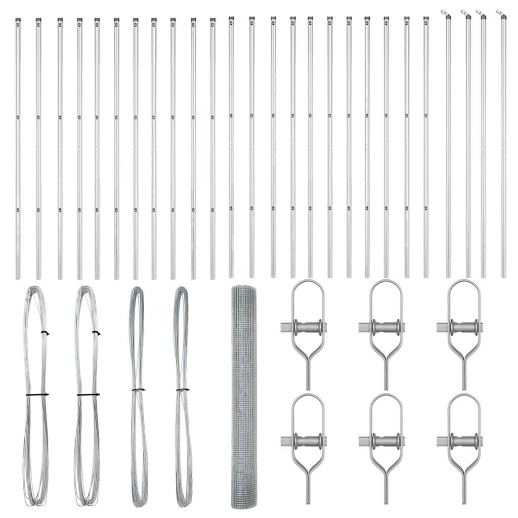 Welded Wire Fence Ground Fix 50 x 1.4 m Galvanised Steel Silver