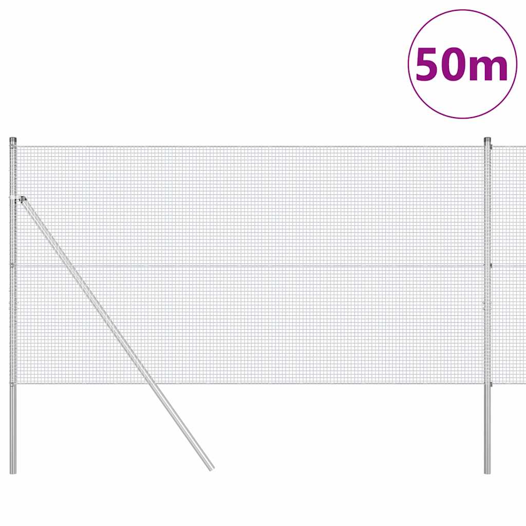 Welded Wire Fence Ground Fix 50 x 1.4 m Galvanised Steel Silver