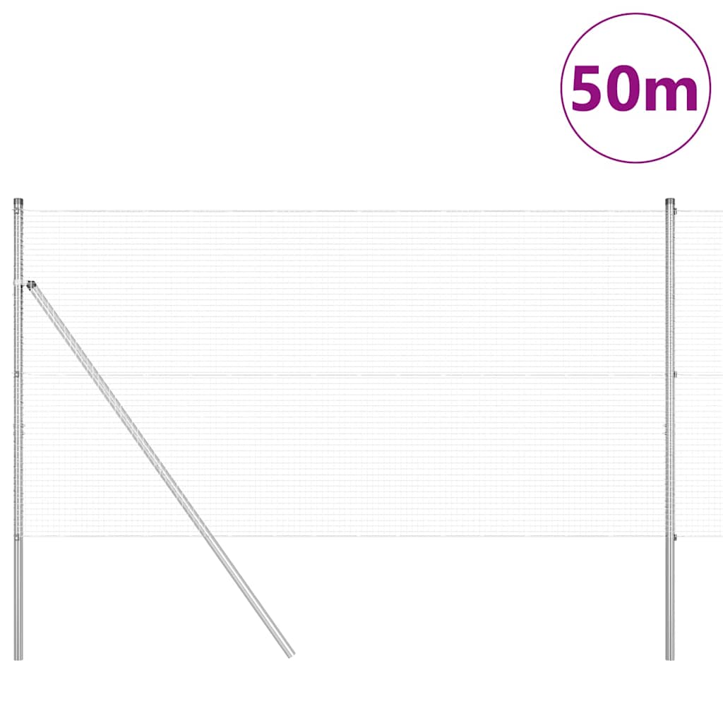 Welded Wire Fence Ground Fix 50 x 1.4 m Galvanised Steel Silver