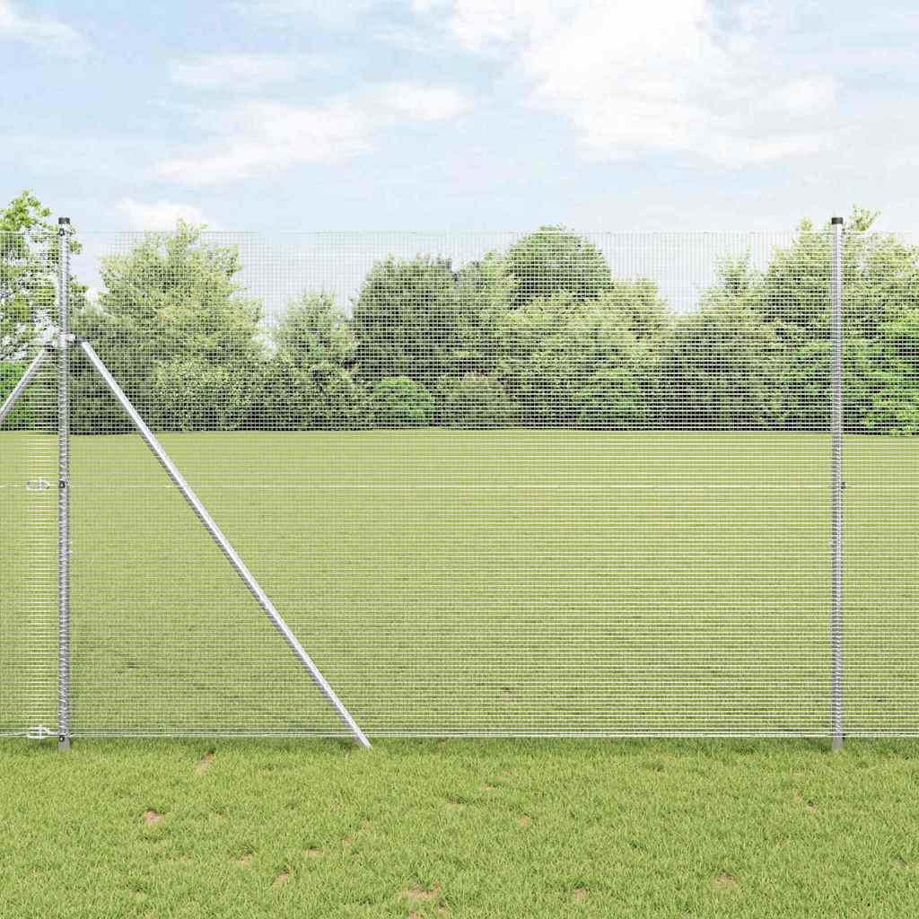 Welded Wire Fence Ground Fix 50 x 1.5 m Galvanised Steel Silver