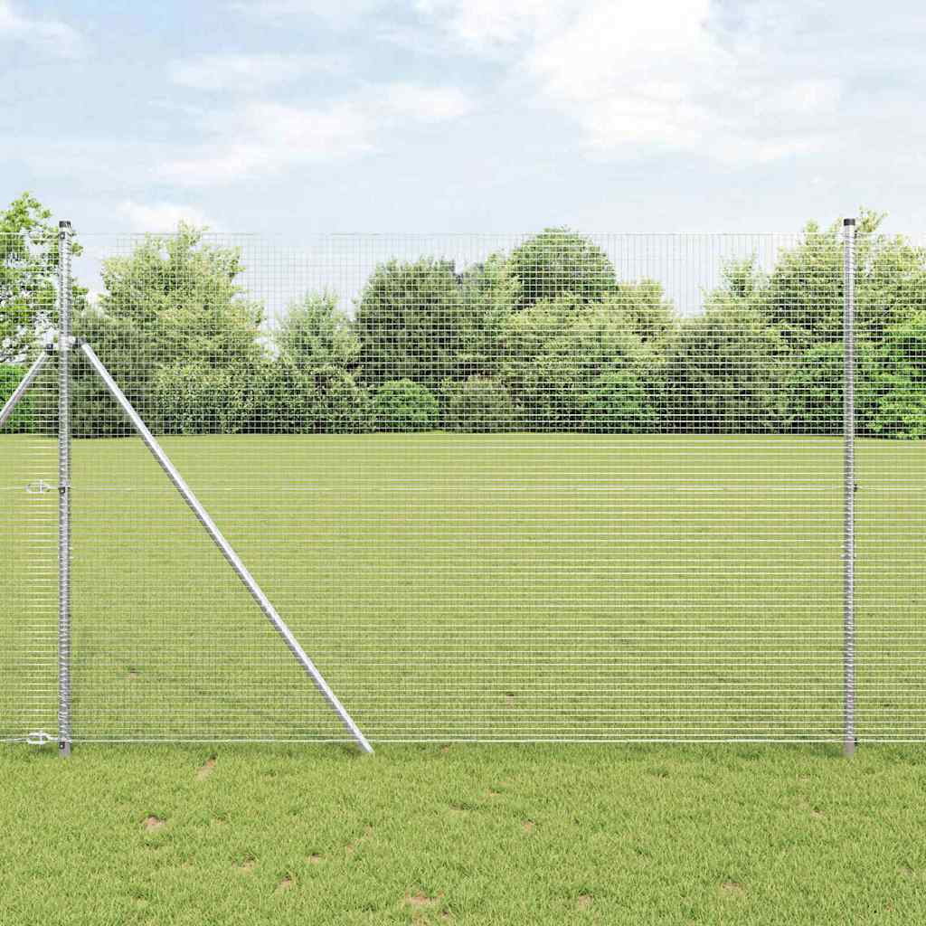 Welded Wire Fence Ground Fix 50 x 1.5 m Galvanised Steel Silver