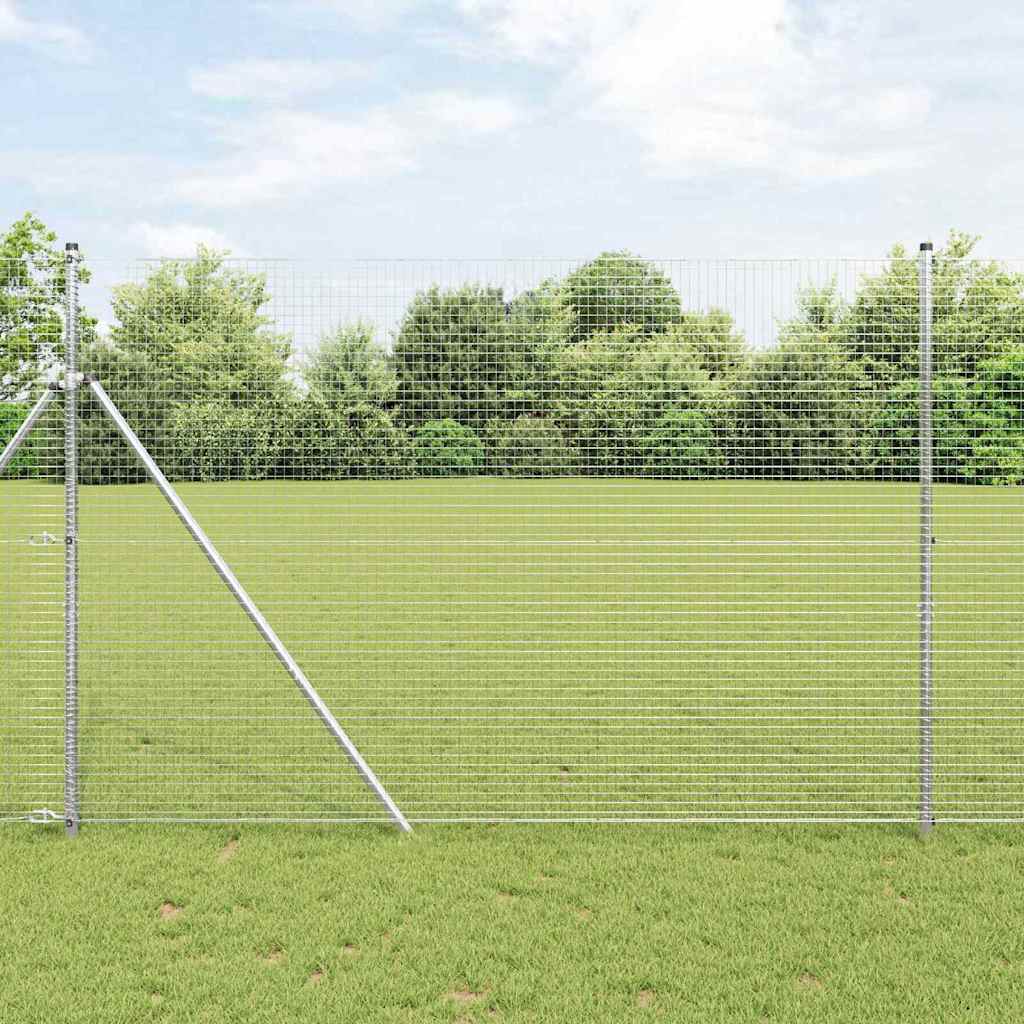Welded Wire Fence Ground Fix 50 x 1.5 m Galvanised Steel Silver