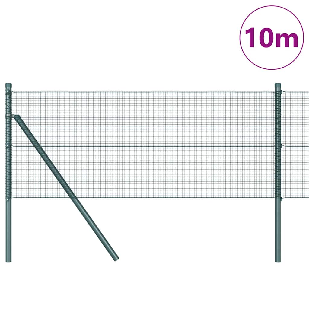 Welded Wire Fence Ground Fix 10 x 0.8 m PVC-Coated Steel Green