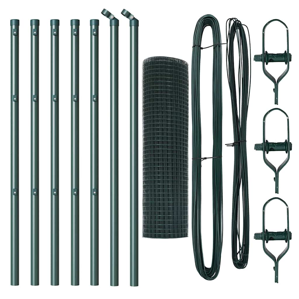 Welded Wire Fence Ground Fix 10 x 0.8 m PVC-Coated Steel Green