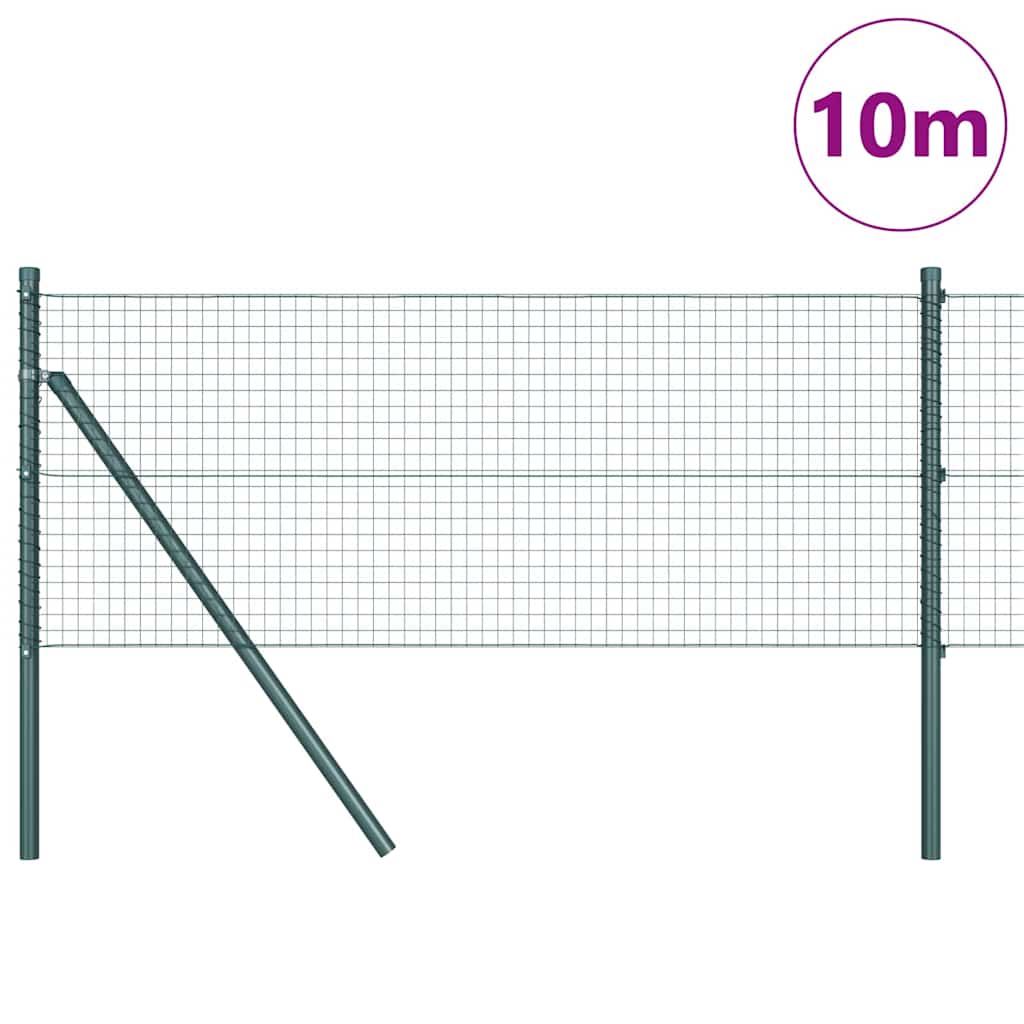 Welded Wire Fence Ground Fix 10 x 0.8 m PVC-Coated Steel Green