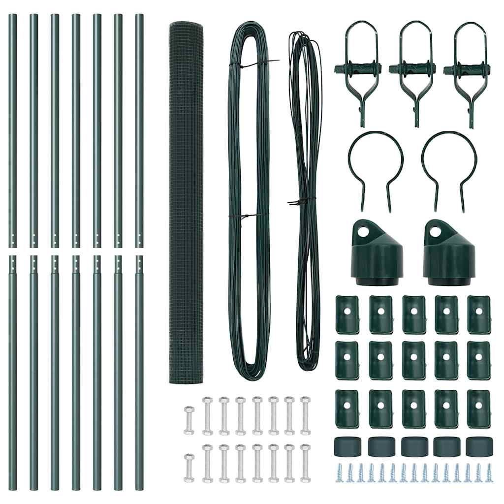 Welded Wire Fence Ground Fix 10 x 1.5 m PVC-Coated Steel Green