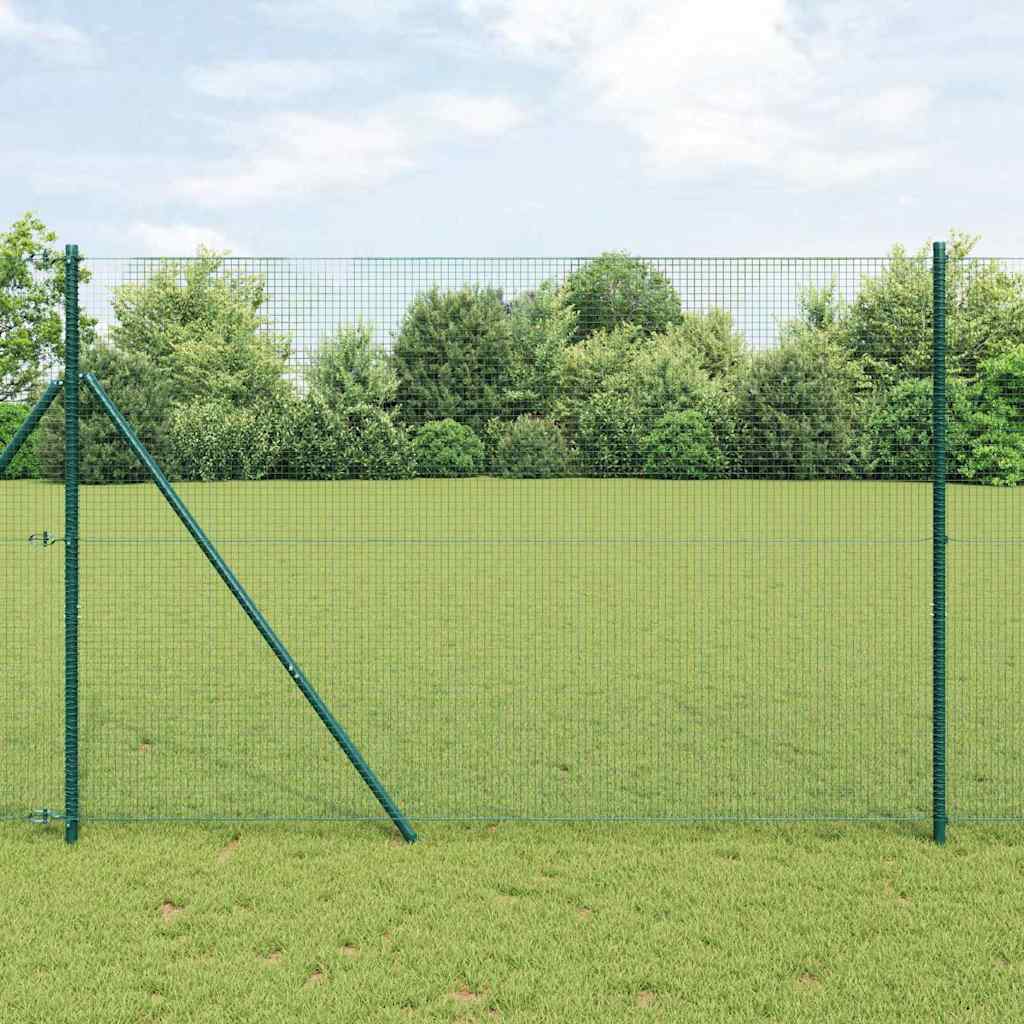 Welded Wire Fence Ground Fix 10 x 1.5 m PVC-Coated Steel Green
