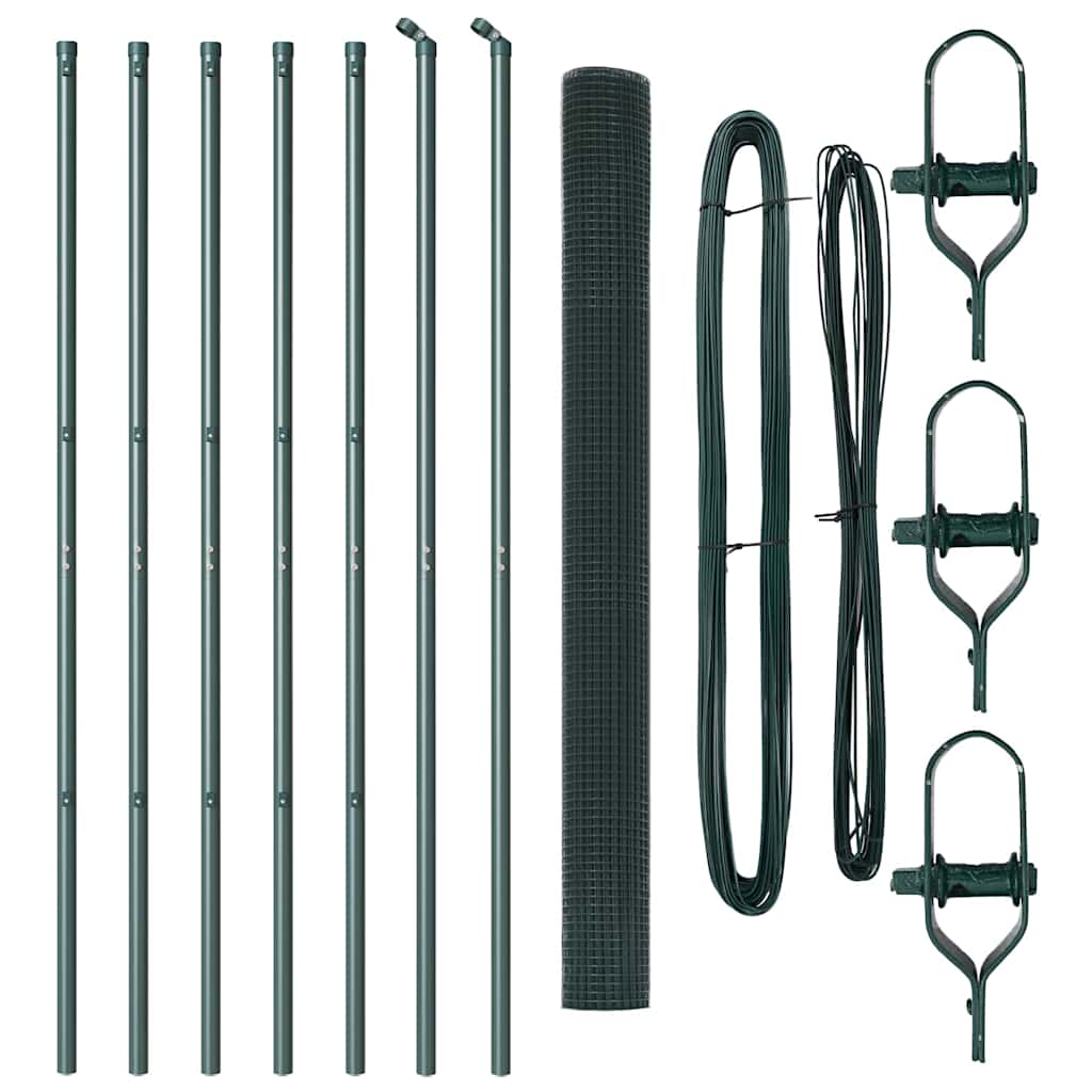 Welded Wire Fence Ground Fix 10 x 1.5 m PVC-Coated Steel Green