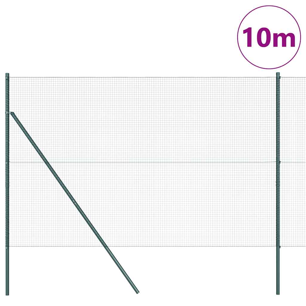 Welded Wire Fence Ground Fix 10 x 1.5 m PVC-Coated Steel Green