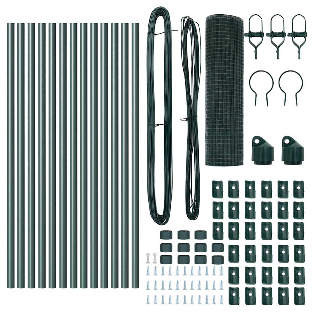 Welded Wire Fence Ground Fix 25 x 0.4 m PVC-Coated Steel Green
