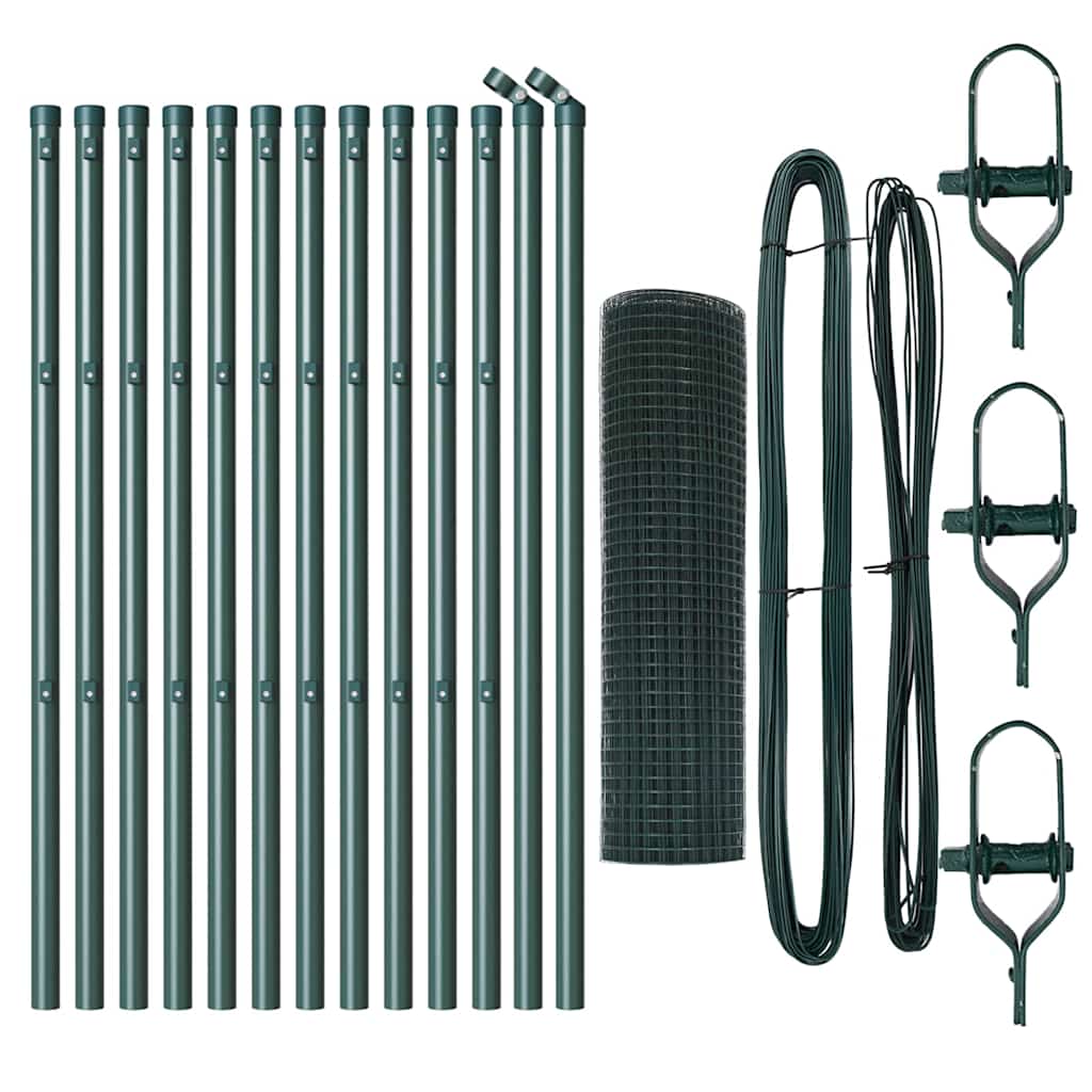 Welded Wire Fence Ground Fix 25 x 0.5 m PVC-Coated Steel Green