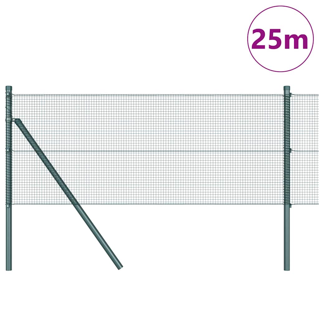 Welded Wire Fence Ground Fix 25 x 0.6 m PVC-Coated Steel Green
