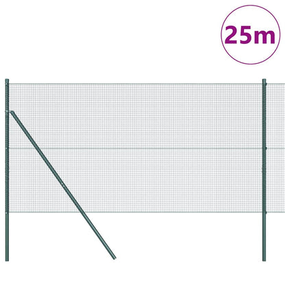 Welded Wire Fence Ground Fix 25 x 1 m PVC-Coated Steel Green