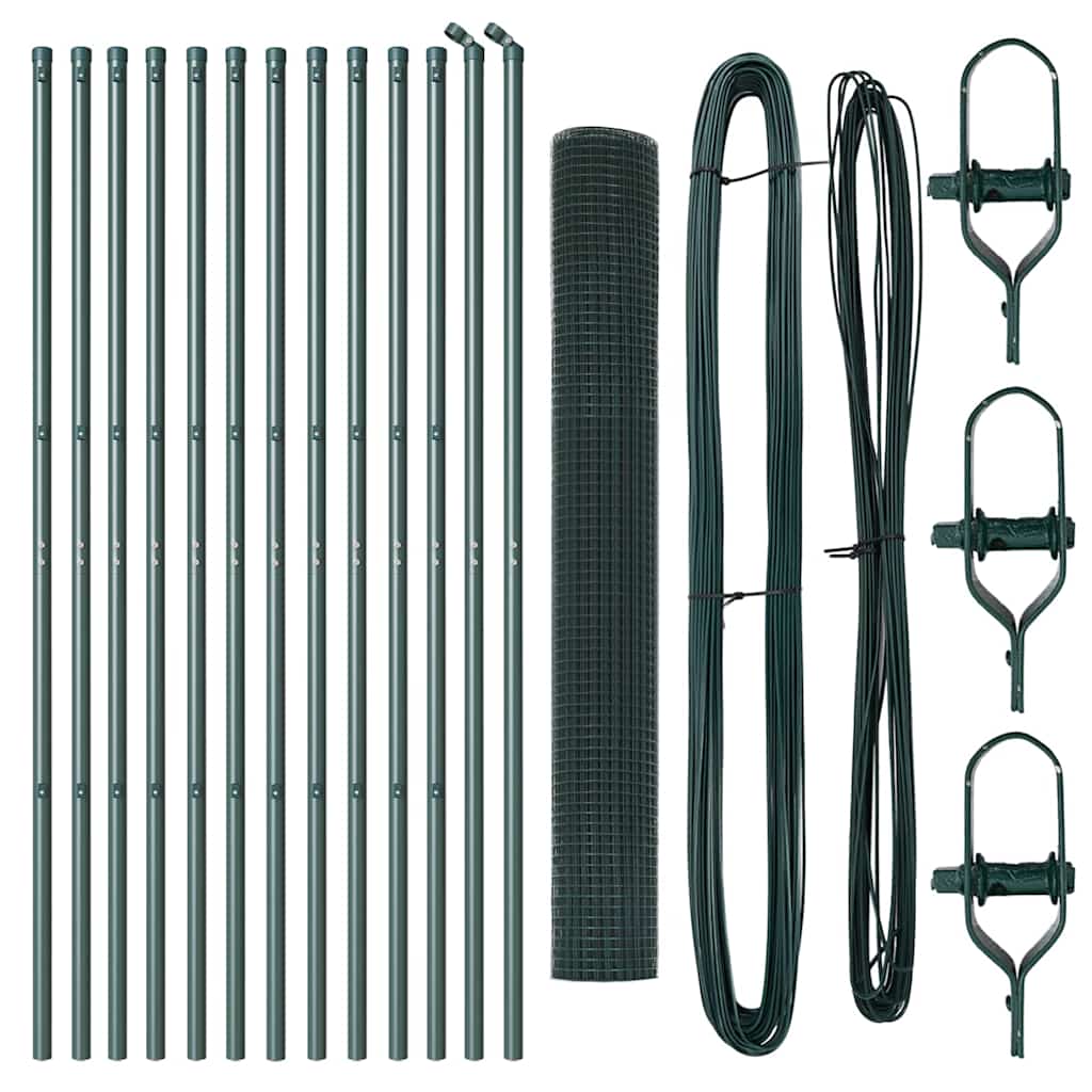 Welded Wire Fence Ground Fix 25 x 1.4 m PVC-Coated Steel Green