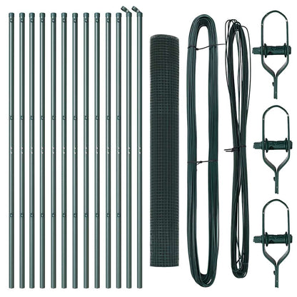 Welded Wire Fence Ground Fix 25 x 1.4 m PVC-Coated Steel Green